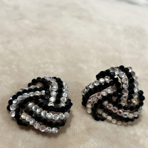 VINTAGE BELLINI DESIGNER  BLACK  & CLEAR SCROLL CRYSTAL HAND MADE NEW - Picture 9 of 11